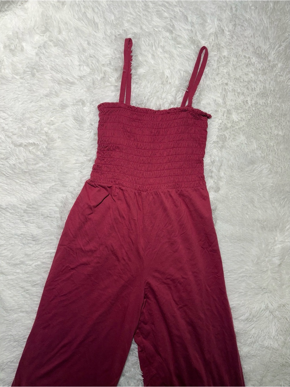 GAP Women's Smocked Wide Leg Jumpsuit Rose Pink Size S Cotton Blend - Picture 4 of 6